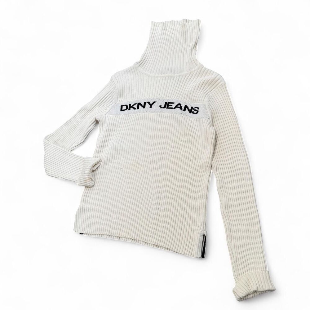 Dkny Women's Cream and White Jumper